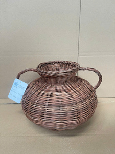 Eco- Friendly Sculptural Rattan <b>Vase</b> Woven <b>Wicker</b> Decorative Flower <b>Vase</b> Natural Rattan Home Decor Boho Style Basket <b>Vase</b> - Product Image 4