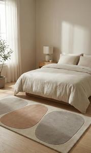Alfombra Moderna Abstracta con Diseño Tufted Antideslizante, Sensación de Lana Suave y Lujosa, Estilo Beige en Tonos Tierra para una Decoración Estética del Hogar - Product Image 2