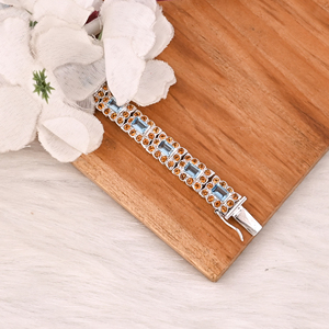 Luxury <b>Gemstone</b> <b>Bracelet</b> Featuring Natural Blue Topaz and Citrine in 925 Sterling Silver Fashions Jewelry for Unisex - Product Image 2