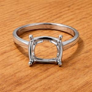 2026 HIgh Quality 925 Sterling Silver <b>Cushion</b> Frame Ring Setting Polished 4 Prong Ring Semi Mount for Gemstone Wholesale Jewelry - Product Image 5