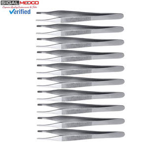 Pinces à tissus Adson Brown, lot de 10, 12 cm, en acier inoxydable dentelé, forceps chirurgical à poignée striée, manuel, certifié CE, pour cliniques - Product Image 4