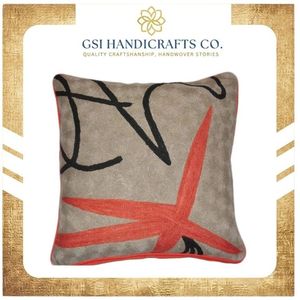 Productos Más Vendidos: Funda de Cojín Cuadrada Moderna con Patrón Abstracto Bordado en Rojo y Gris para Decoración del Hogar - Product Image 2