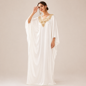 Premium Women <b>Kaftan</b> Dress Collection Elegant Embroidered Satin Cotton Loose Fit <b>Maxi</b> <b>Kaftan</b> Arabic Modest Wear Arabian Casual - Product Image 1