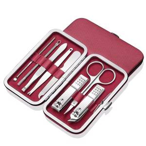 Morje Surgical Stainless Steel Professional Nail <b>Kit</b> 7 1/10 1 Clippers Scissors Tools Red Case Portable <b>Manicure</b> Set for Adults - Product Image 1