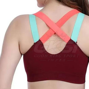 Soutien-gorge de sport de couleur unie beige clair, fabriqué en usine, produit le plus vendu, avec des matériaux de qualité supérieure, soutien-gorge de sport tendance pour femmes - Product Image 6