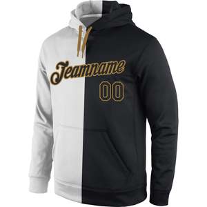 Custom Stitched White Black Old Gold Split Sports <b>Pullover</b> Hoodie Custom Team Name Number Style Sweatshirt for <b>Men</b> Women Apparel - Product Image 2