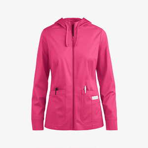 Blouse de laboratoire pour femme, nouveau design, à capuche, avec cordon de serrage, coupe ajustée, confortable, hiver, fermeture éclair intégrale, unie - Product Image 1