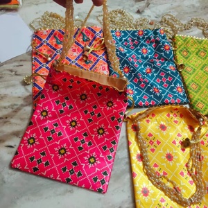 Handcrafted Potli Bags Silk And Satin Fabrics <b>Drawstring</b> <b>Pouches</b> Batwa Bag Bridal Purse Women handbag Shagun <b>Pouch</b> Return Gifts - Product Image 1