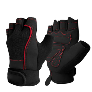 Anti Slip Tan Leather Weight Lifting <b>Gloves</b> Half Finger Gym Training Mitts Padded Palm Adjustable Wrist Strap Fitness - Product Image 2
