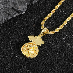 AMBER JEWELS Pendentif Sac à Monnaie Plaqué Or 14K pour Femme avec Diamants Synthétiques Taille Brillant Style Hiphop, Idéal pour le Quotidien et Cadeau - Product Image 3