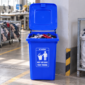 Commercial Facility 60L Plastic Waste <b>Bin</b> Bulk Set Flip <b>Lid</b> Odor Seal Garbage Receptacle Supplier B2B Warehouse - Product Image 1