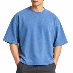 เสื้อยืดทรงบ็อกซี่ผู้ชายแบรนด์ส่วนตัว |   เสื้อยืดเปล่าทรงโอเวอร์ไซส์ ผลิตจากผ้าฝ้ายถัก 100% น้ำหนัก 190 GSM เป็นมิตรต่อสิ่งแวดล้อม |   ผู้ผลิตเสื้อผ้าแบบ OEM ODM - Product Image 1