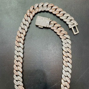 Collar de Cadena Cubana con Diamantes Cultivados en Laboratorio, Grueso, para Hombre, Chapado en Oro Sólido de 18K, Certificado IGI, Joyería de Lujo, Exportador Indio - Product Image 1
