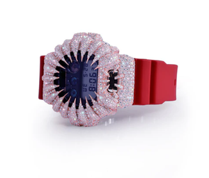 Luxury Women Stainless Steel Digital Watch <b>Red</b> Silicone Pink Crystal Bezel Case LED Display 10 Bar Water Resistance Fashion - Product Image 2