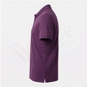 Polo à manches courtes pour homme, violet, 100% coton, tissu Oxford, logo brodé, décontracté, respirant, coupe classique, design uni - Product Image 3