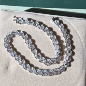 Cadena Infinity Link Chapada en Rodio, Plata 925, con Diamantes Moissanite Corte Baguette VVS, Collar Estilo Hip Hop de Lujo - Product Image 4