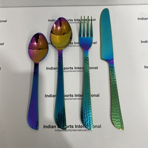 Ensemble de couverts de luxe en acier inoxydable PVD arc-en-ciel, résistant au lave-vaisselle et léger, de IEI - Product Image 1