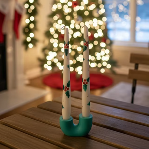 Bougies coniques florales peintes à la main - Matériau WAXWARE - Décoration moderne pour balcon et maison (Lot de 2) - Saint-Valentin, Anniversaires, Noël - Product Image 2