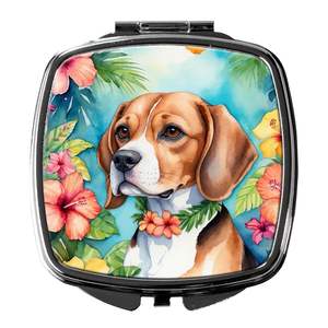 Beagle Luau Compact Travel Makeup <b>Mirror</b> Decorative Handheld Folding <b>Pocket</b> <b>Mirror</b> for Women and Girls Gift - Product Image 1