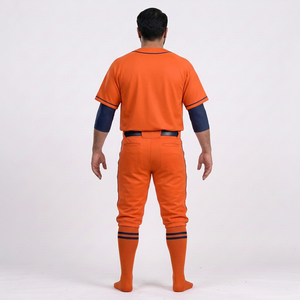 ชุดเบสบอลชาย เสื้อเจอร์ซีย์สีพื้น กางเกงขายาว แขนครึ่งตัว ติดกระดุม ระบายอากาศ ป้องกันแบคทีเรีย รับสกรีนชื่อทีม โพลีเอสเตอร์ 100% - Product Image 3
