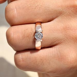 Anillo de Oro Macizo para Hombre con Diamante de Corte Portugués, Anillo Solitario con Engaste Tensionado, Anillo de Boda de Lujo, Joyería con Diamante Cultivado en Laboratorio - Product Image 2