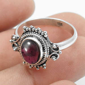 925 Sterling <b>Silver</b> <b>Ring</b> Comes With Oval Cut <b>Garnet</b> Gemstone Perfect Unisex Design Bohemian Jewelry Handmade Simple Design <b>Ring</b> - Product Image 2