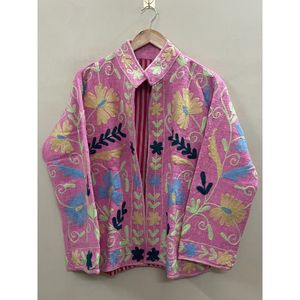 hand-embroidered TNT Suzani Cotton Embroidered Short <b>Jacket</b> Windproof and Breathable Floral Design Coat Gift for Her/Mom - Product Image 6