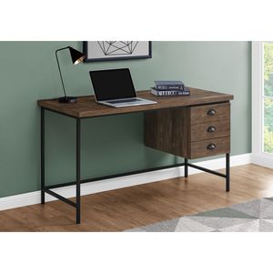 Scrivania Moderna Contemporanea da 55 Pollici per Ufficio Domestico, Laminato Marrone con Cassetti in Metallo Nero - Product Image 5