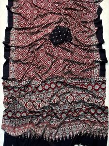 Nouveau Saree en Soie Gajji Pure et Douce Ajrakh Bandhej Lagdi Saurya Style de Vie Modèle 008 Séchage Rapide Style Formel Toutes Saisons - Product Image 4