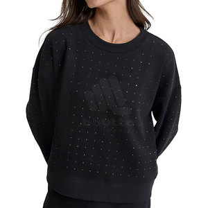 Sweat-shirt décontracté pour femme, style streetwear, avec strass et logo frontal, haut scintillant tendance, en promotion - Product Image 3