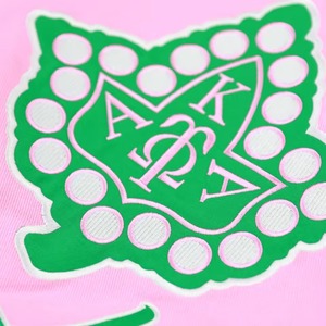 Veste universitaire personnalisée rose et verte à manches longues, boutonnée sur le devant, style baseball, bomber, vêtement d'équipe, col et poignets côtelés, sportswear - Product Image 6