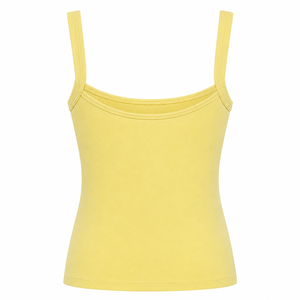 Camiseta sin mangas para mujer, estilo Y2K, color amarillo mantequilla, cuello cuadrado, ajuste ceñido, de algodón, no transparente, venta al por mayor, personalizada, básica, de verano - Product Image 3