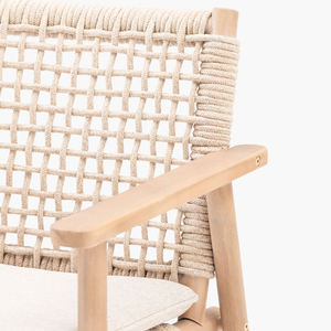 Rattan Rope <b>Chair</b> With Teak Wooden Frame Material and Modern Style For Home Furniture Decoration and <b>Garden</b> Set - Product Image 5