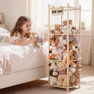Organizzatore in Legno per Peluche a Tema Zoo con Corde Elastiche, Salvaspazio per Giocattoli e Organizzazione per Bambini - Product Image 5