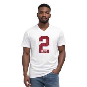 T-shirt à col en V Kappa Alpha Psi Number 2 Klub blanc, vêtement de fraternité grecque avec motif audacieux, confort premium et coupe élégante - Product Image 1