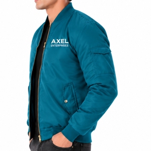 Chaqueta bomber clásica para hombre con cremallera, impermeable, transpirable, ligera, con cuello y puños acanalados, ajuste cómodo. - Product Image 3