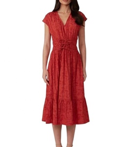 เดรสลำลองหวานน่ารักสำหรับผู้หญิงใส่ใน Y2K ฤดูร้อนแขนสั้นพิมพ์ลายดอกไม้หลากสีความยาวเข่าระบายอากาศได้ดีชุดใส่วันหยุดพักผ่อน - Product Image 5