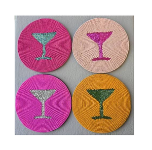 Posavasos de Lujo con Cuentas, Nueva Colección, Rosa, Amarillo, Melocotón, Morado, Diseño de Copa de Martini, Posavasos con Cuentas, Precio Superior - Product Image 1