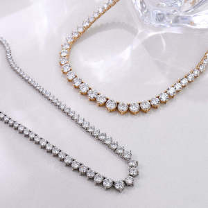 Collier tennis personnalisé à taille ronde, VVS incolore, certifié, créé en laboratoire, style classique, chaîne tennis fine - Product Image 4