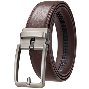 Ceinture décontractée à cliquet en alliage avec logo personnalisé, ceinture en cuir véritable imperméable de haute qualité pour hommes d'affaires - Product Image 3