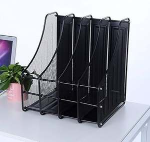 Organisateur de dossiers de bureau en maille métallique noire à 4 compartiments - Parfait pour organiser les documents du bureau et de l'école - Product Image 2