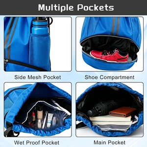 Wholesale Drawstring Gym Backpack with Shoe Compartment Sports <b>String</b> <b>Bag</b> for Soccer Basketball Swimming Beach Travel Men Women - Product Image 5