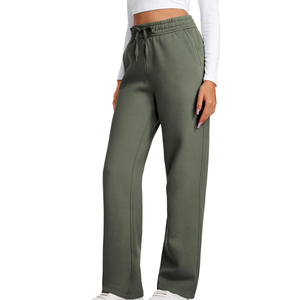 Pantalon droit décontracté pour femme, tissu doux, coupe classique, hiver, devant plat, respirant, écologique, 100% coton, pantalon pour femme - Product Image 1