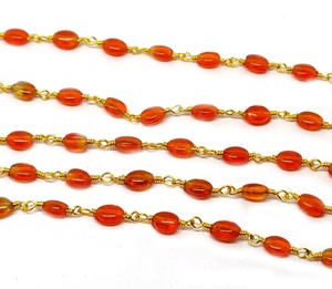 Cadena de Rosario de Cornalina Natural Hidrochapada de 5MM 6MM, Cadena de Piedras Preciosas Chapada en Oro, Venta al por Mayor, Cadena para Fabricación de Joyas y Manualidades - Product Image 2