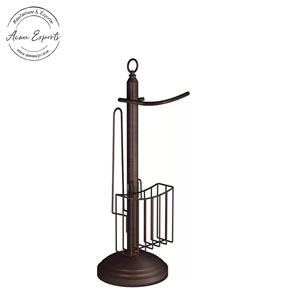 Porte-serviettes en papier en bronze élégant avec panier de rangement élégant et pratique pour l'organisation de la cuisine et de la salle de bain - Product Image 1
