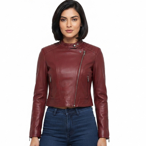 Veste en cuir pour femme la plus vendue, coupe-vent et légère avec rembourrage en polyester, respirante, finition brute - Product Image 3