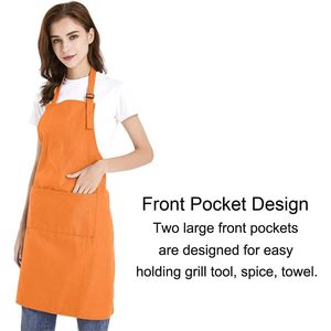 2025 Adjustable Orange L Cotton Canvas Apron and Chef Hat Set Men and Women's <b>BBQ</b> Accessories - Product Image 3