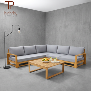ThinhPhu Modern Modular L Shape Sectional <b>Sofa</b> Set Solid <b>Wood</b> <b>Frame</b> Fabric Cushion Living Room Coffee Shop Restaurant Furniture - Product Image 5