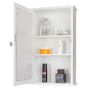 Specchio da Bagno a LED Bianco con Porta Singola, Forma Rettangolare, Illuminato, Montaggio a Parete, con Mensola, Classificazione IP44 - Product Image 2