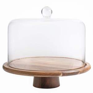 Support à gâteau en bois et verre marron pour la découpe de gâteaux lors d'anniversaires, de mariages et de célébrations – Outils à gâteau - Product Image 5
